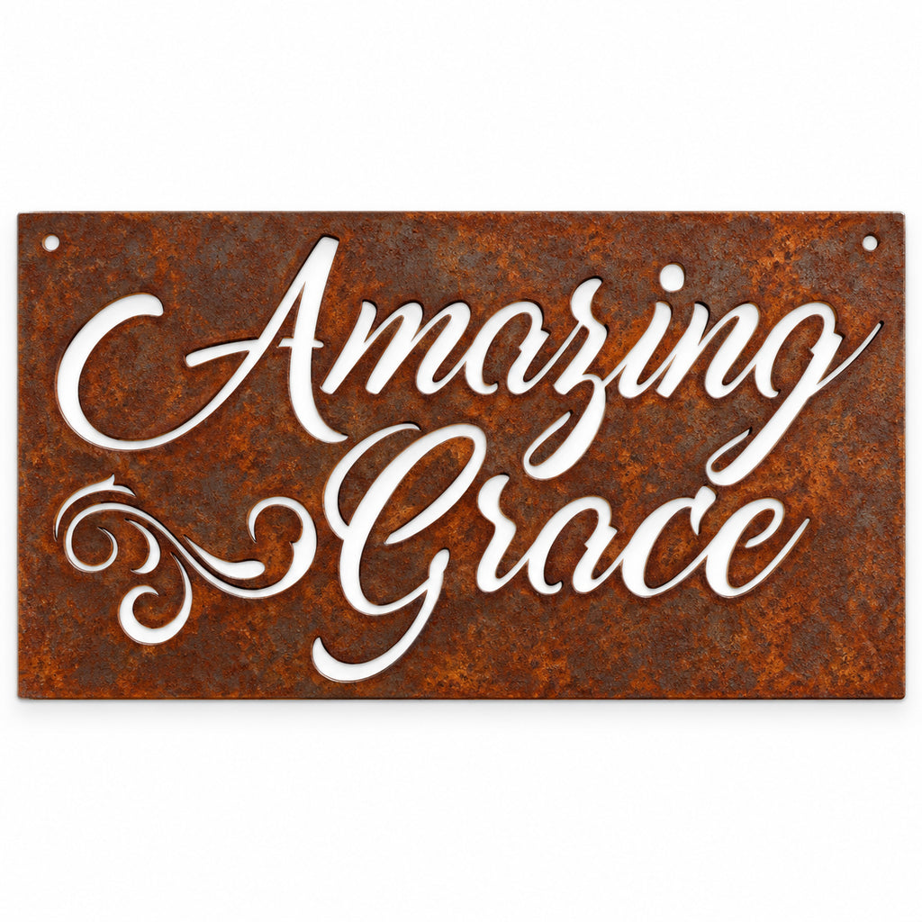 Rustic Metal Large Sign "Amazing Grace"