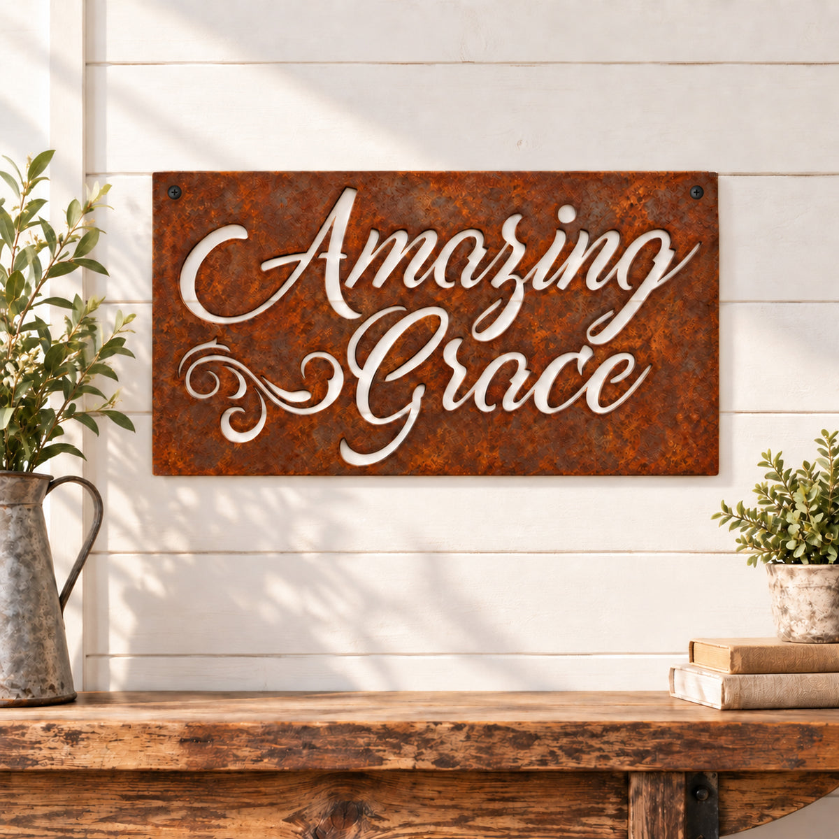 Rustic Metal Large Sign "Amazing Grace"