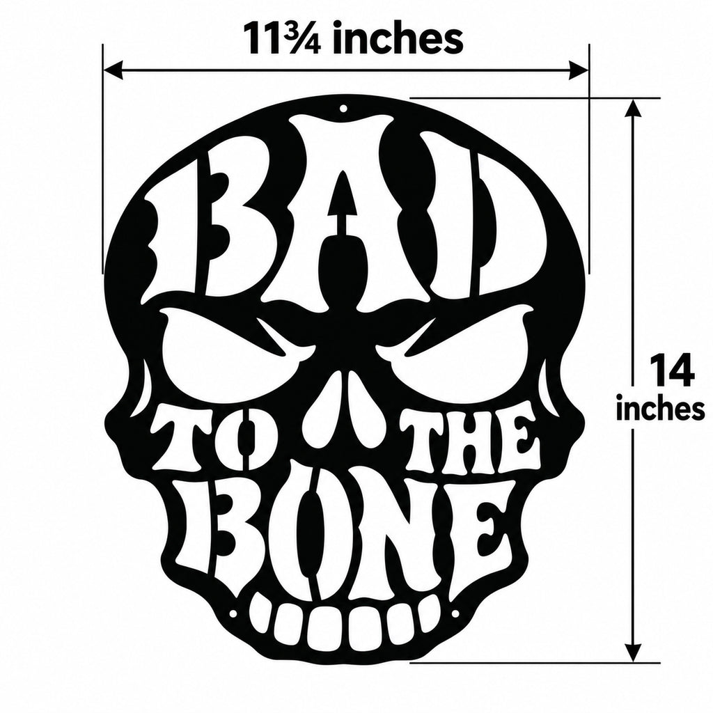 Rustic Metal Sign Halloween Skull "Bad to the Bone"