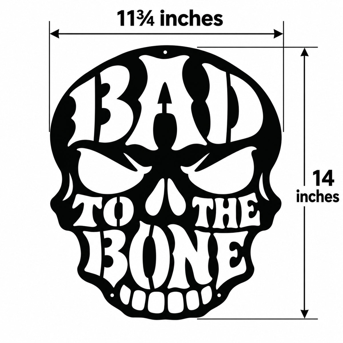 Rustic Metal Sign Halloween Skull "Bad to the Bone"