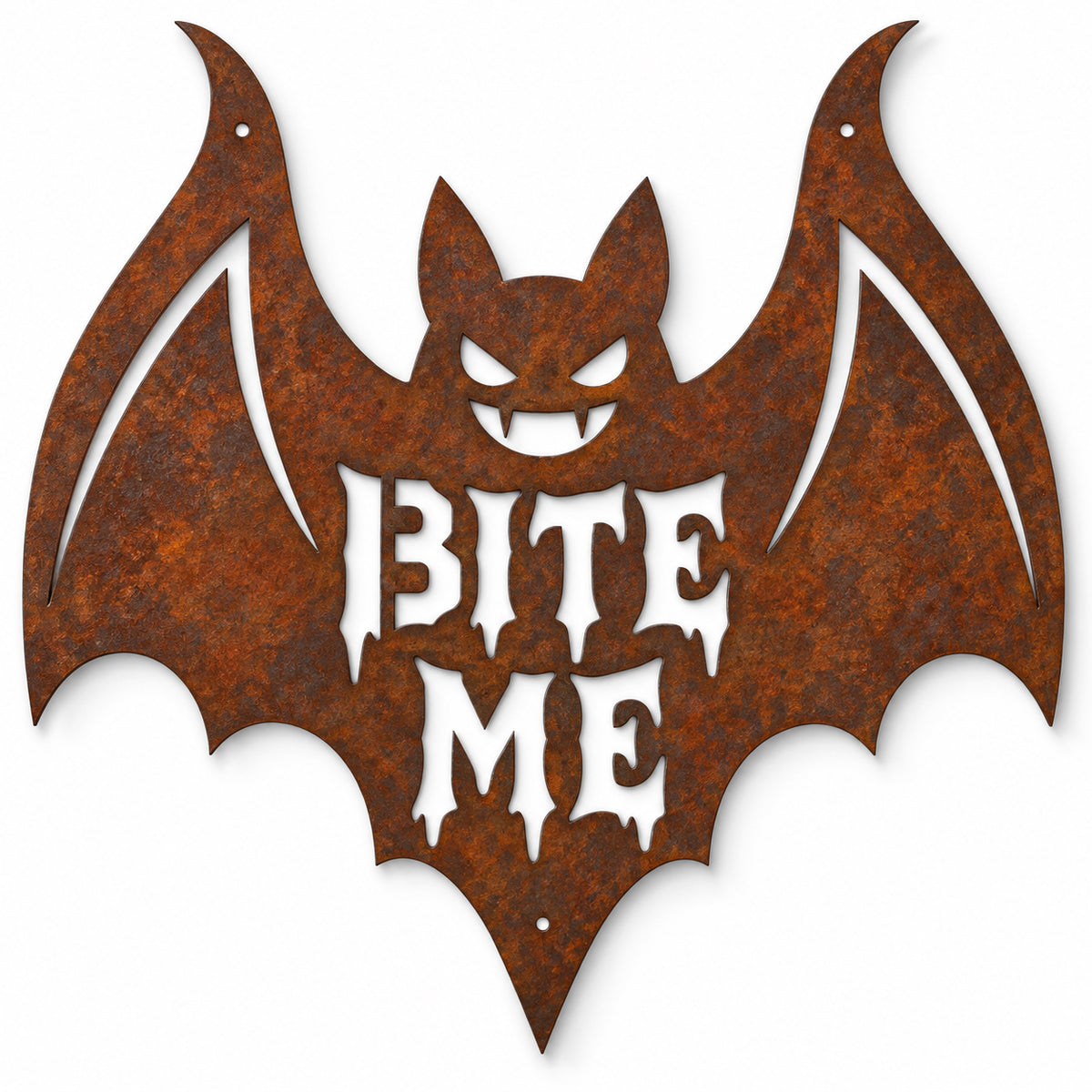 Rustic Metal Sign Bat "Bite Me" Halloween Sign