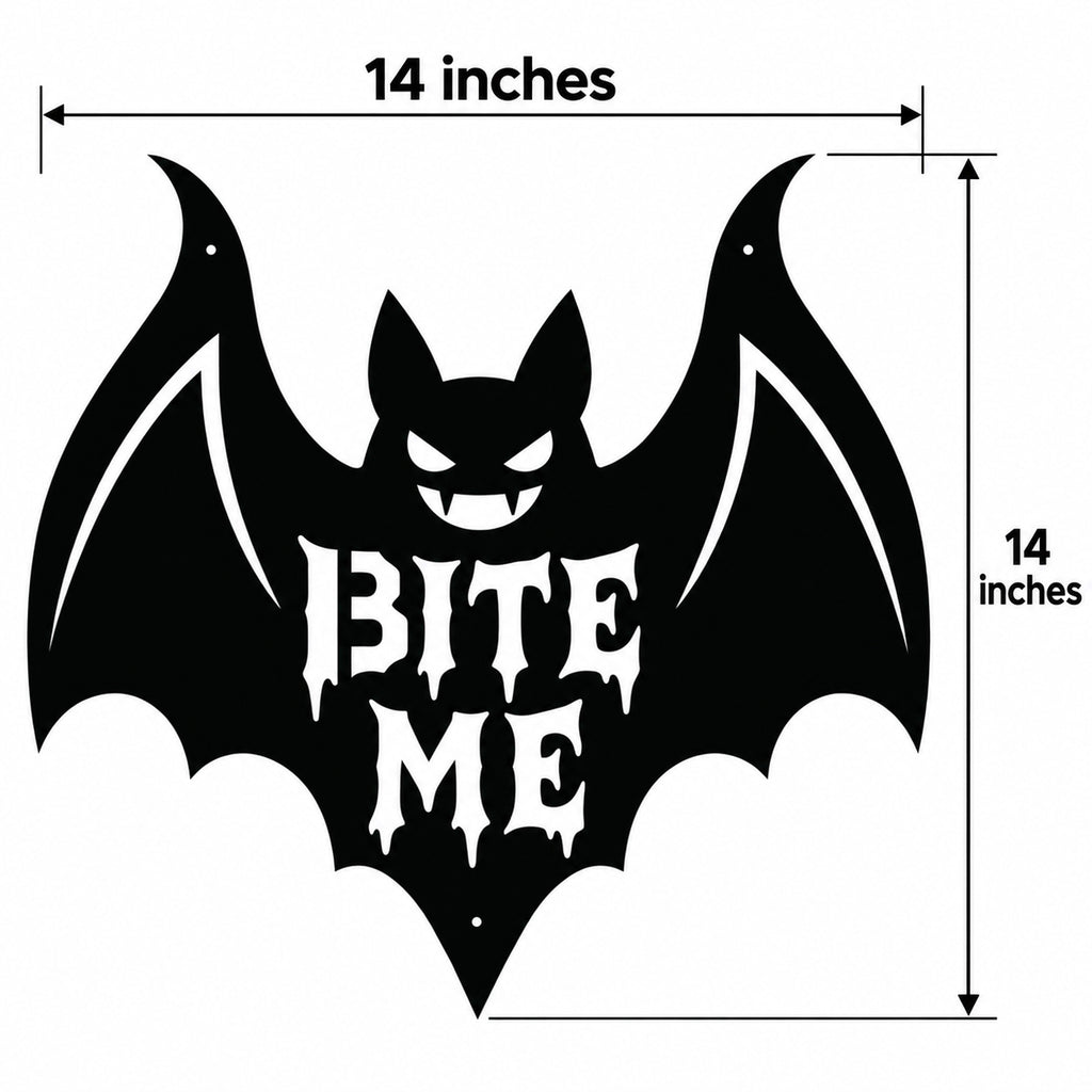 Rustic Metal Sign Bat "Bite Me" Halloween Sign