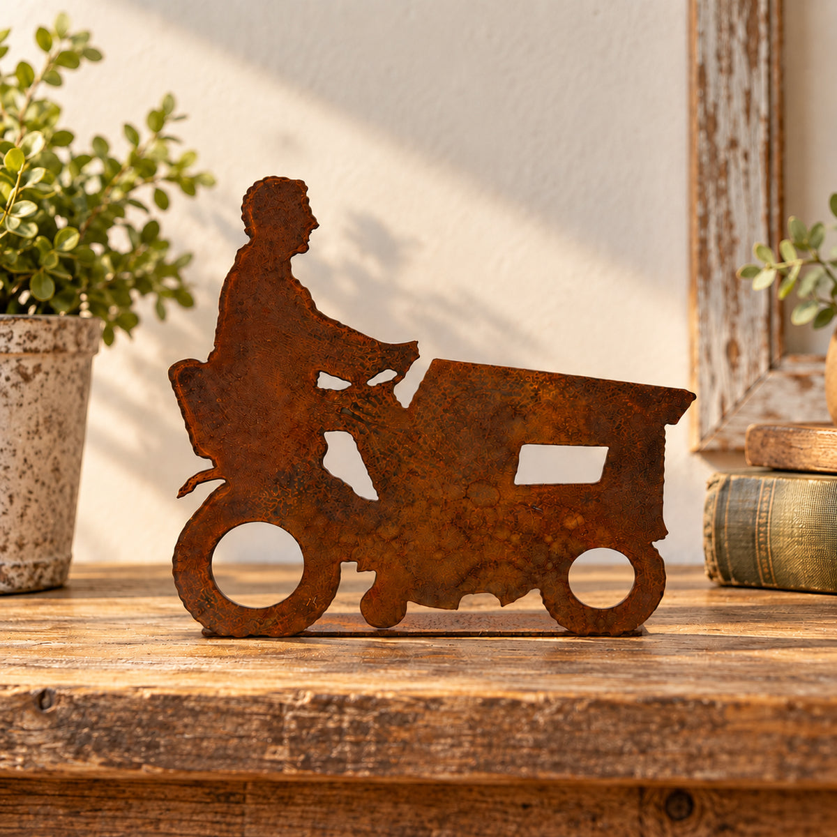 Rustic Metal Bobby Tractor Add-On for Cajun Nativity