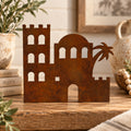 Rustic Metal Nativity Building Three – Bethlehem City Scene – Natural Rust Finish
