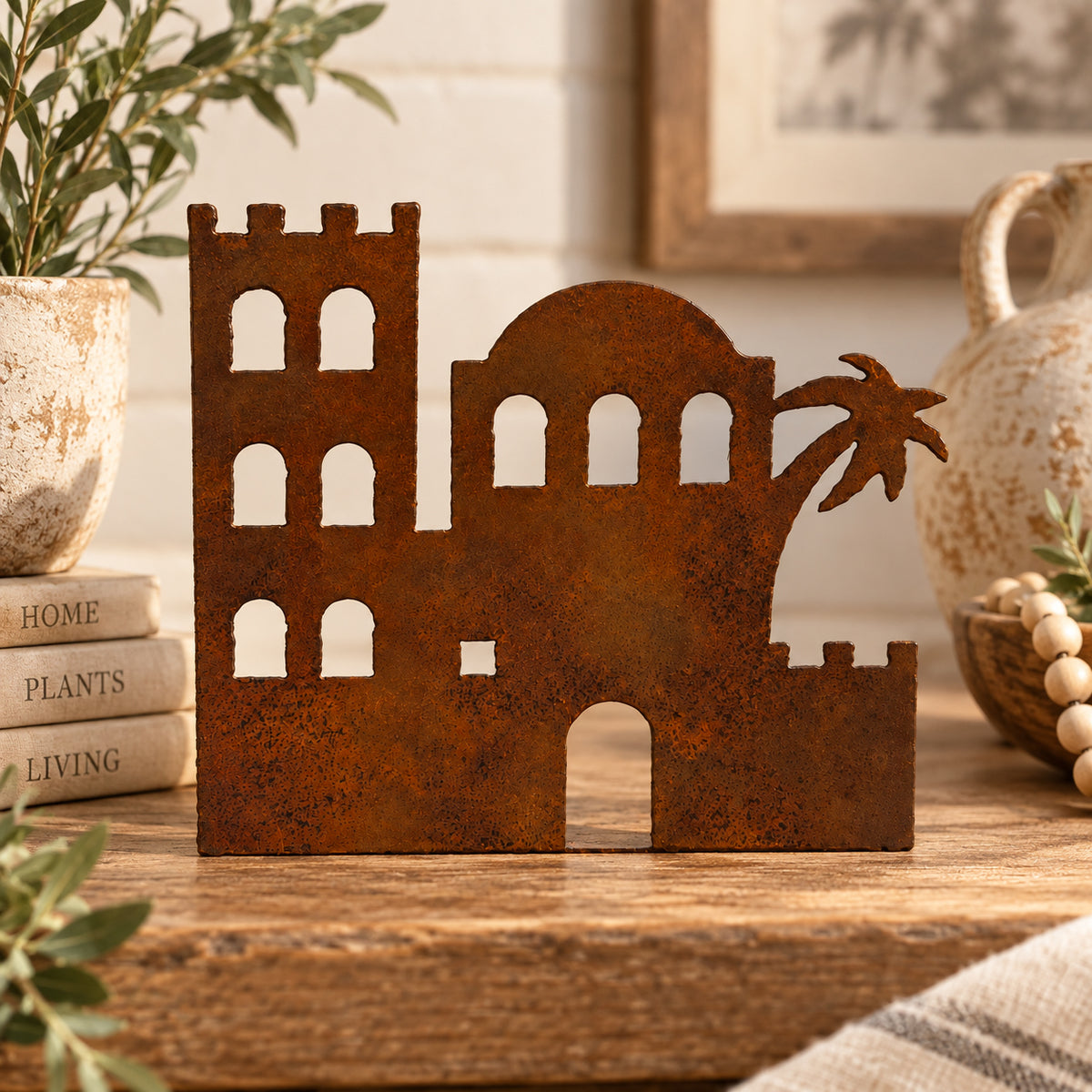Rustic Metal Nativity Building Three – Bethlehem City Scene – Natural Rust Finish