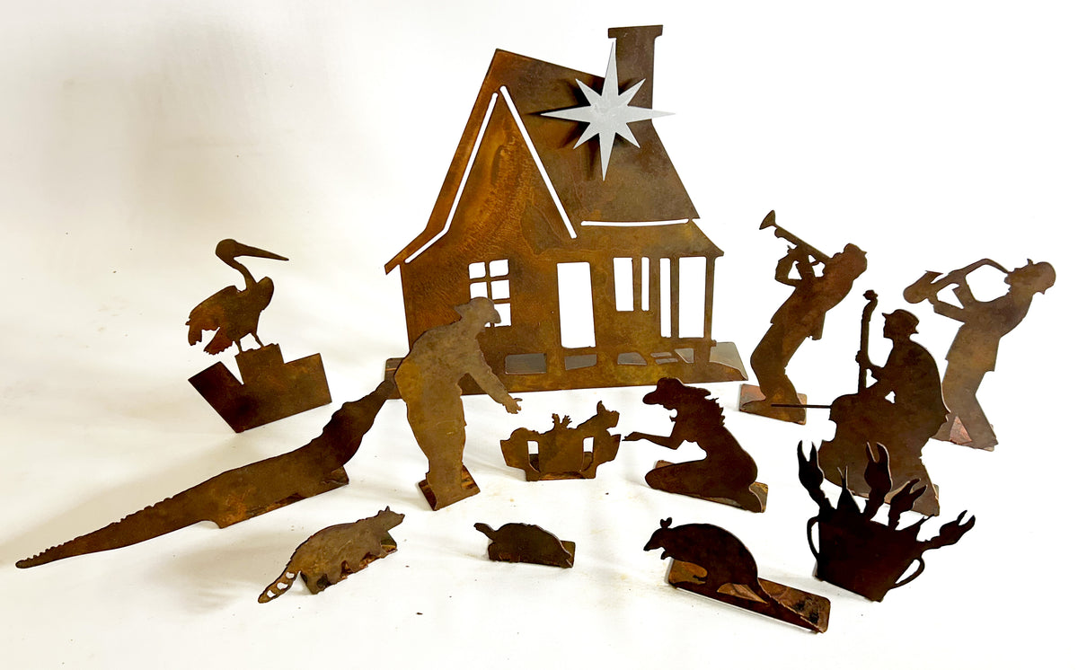 Rustic Metal Christmas Louisiana Cajun Nativity