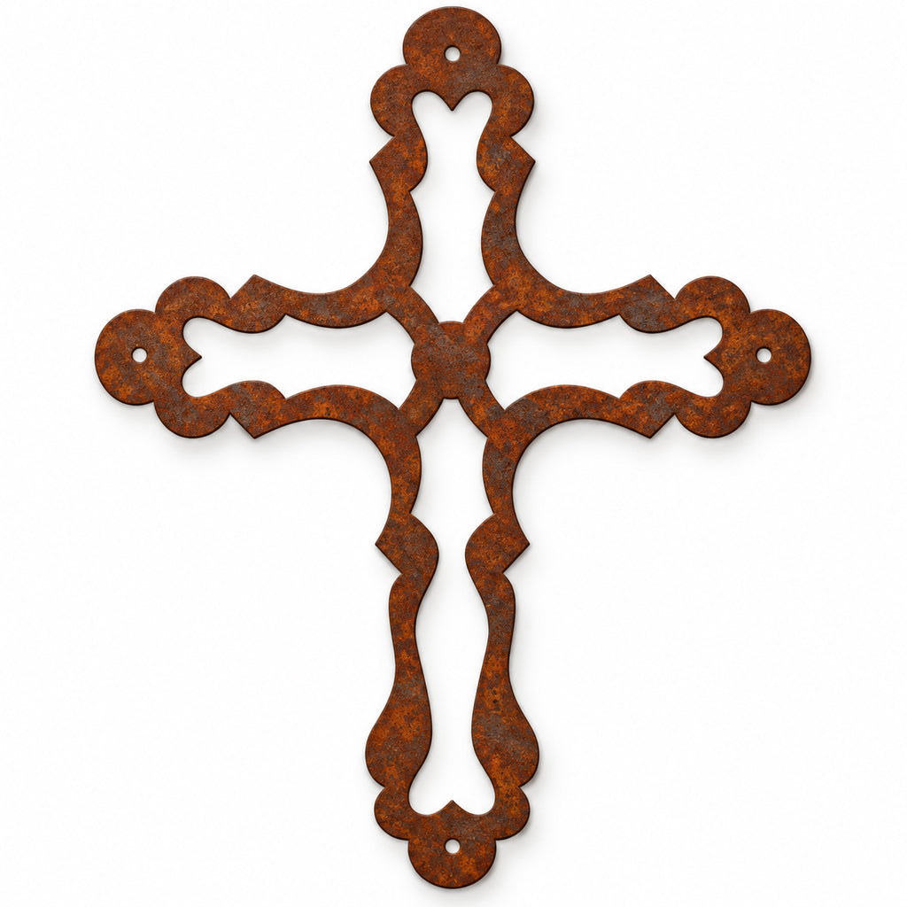 Rustic Metal Ornamental Wall Cross Two Sign
