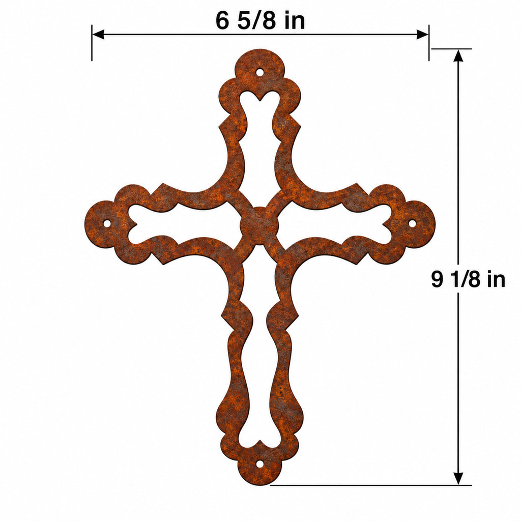 Rustic Metal Small Ornamental Wall Cross Two