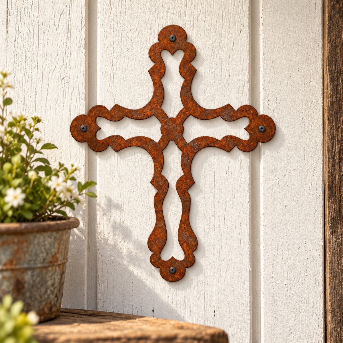 Rustic Metal Ornamental Wall Cross Two Sign