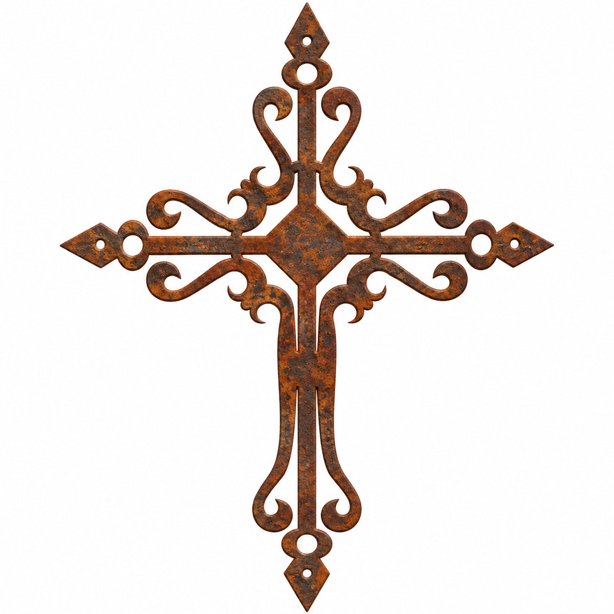 Rustic Metal Ornamental Wall Cross Three Sign