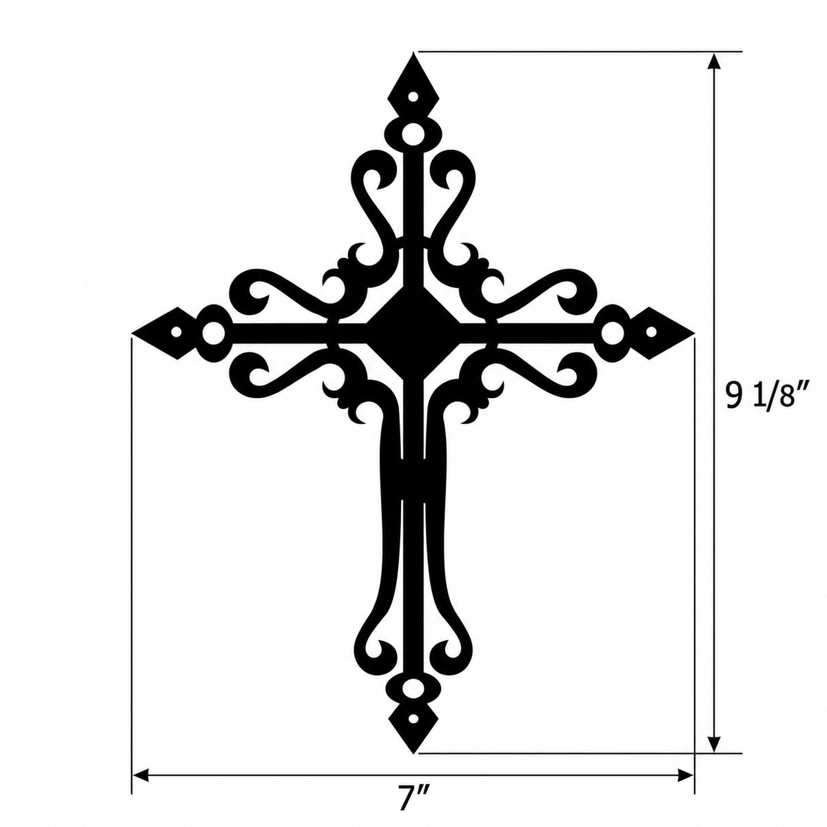 Rustic Metal Small Ornamental Wall Cross Three
