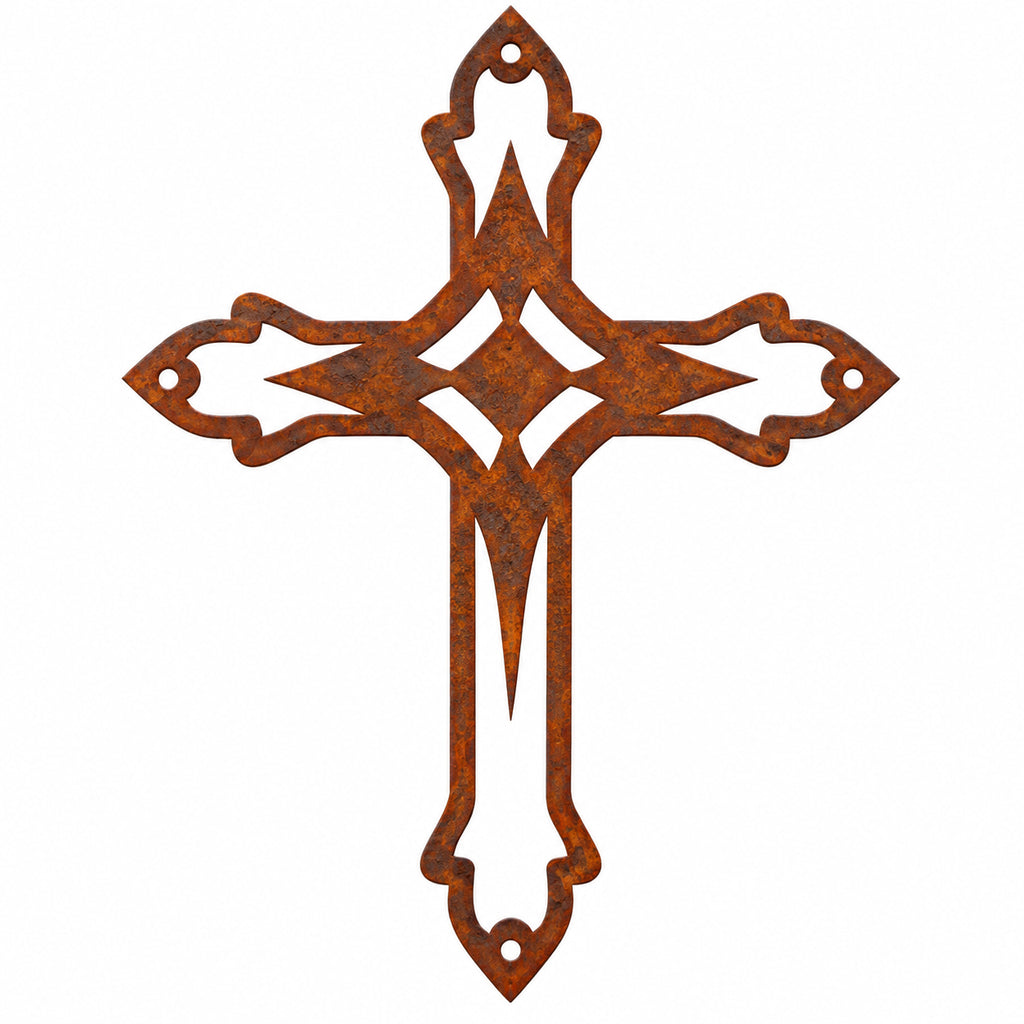Rustic Metal Small Ornamental Wall Cross Four