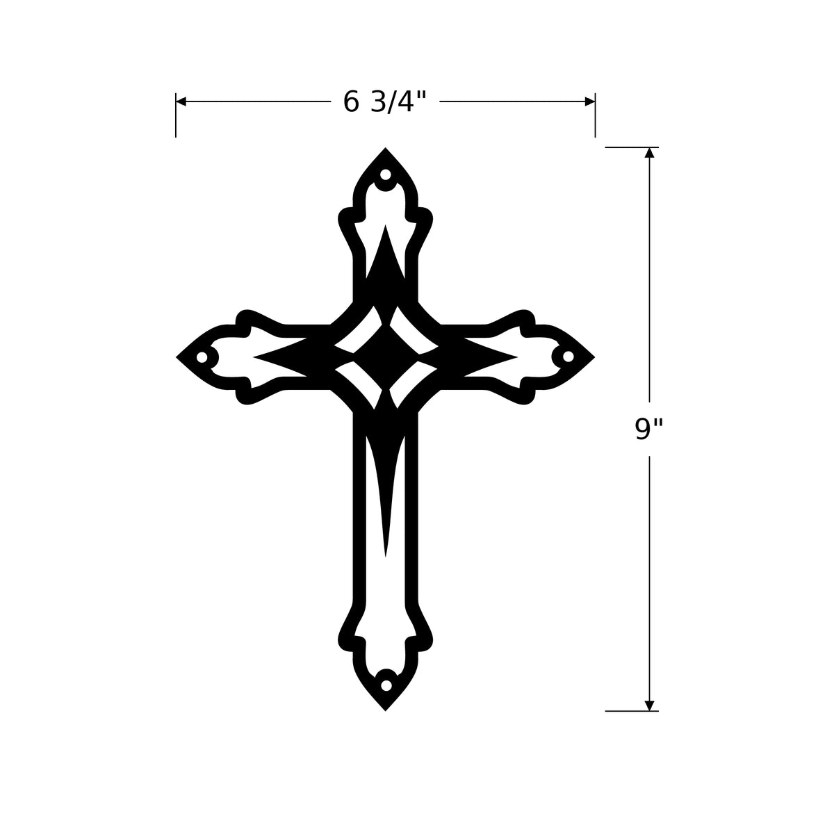 Rustic Metal Small Ornamental Wall Cross Four