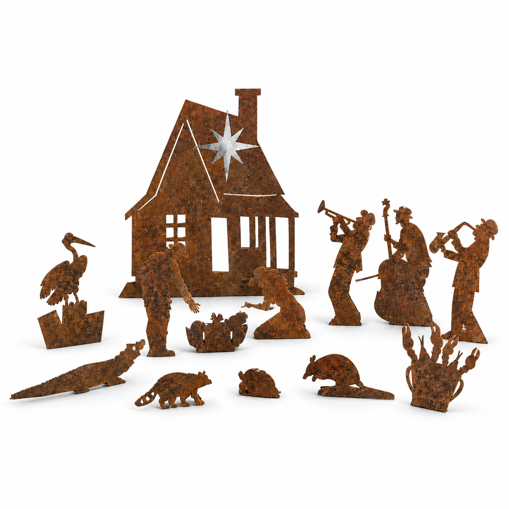 Rustic Metal Christmas Louisiana Cajun Nativity