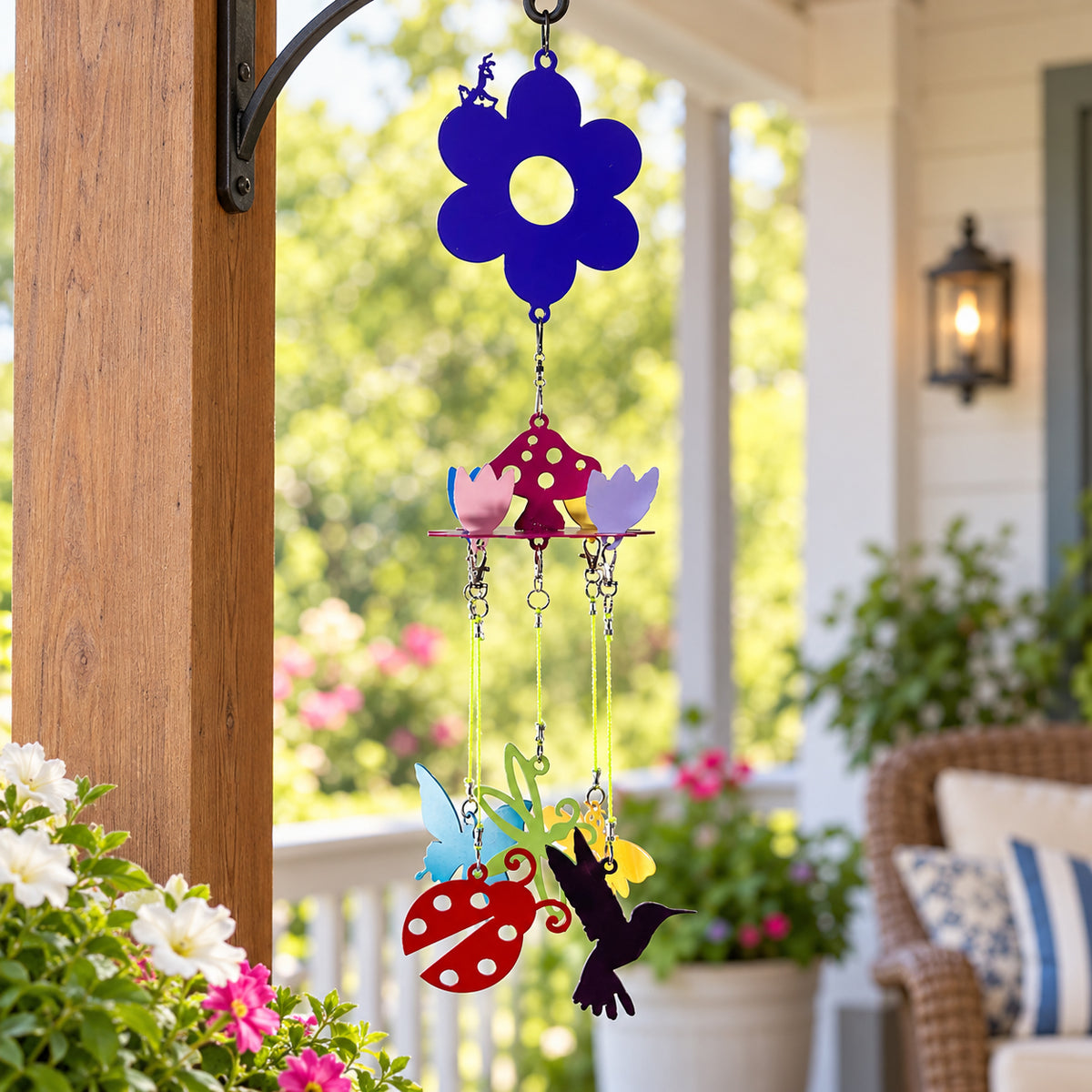 Rusty Decor Colorful Metal Garden Mobile Hanging Garden Decor