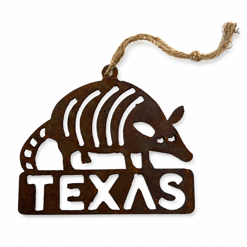 Dillo Texas Armadillo Ornament | Rustic Metal Texas Christmas Decor