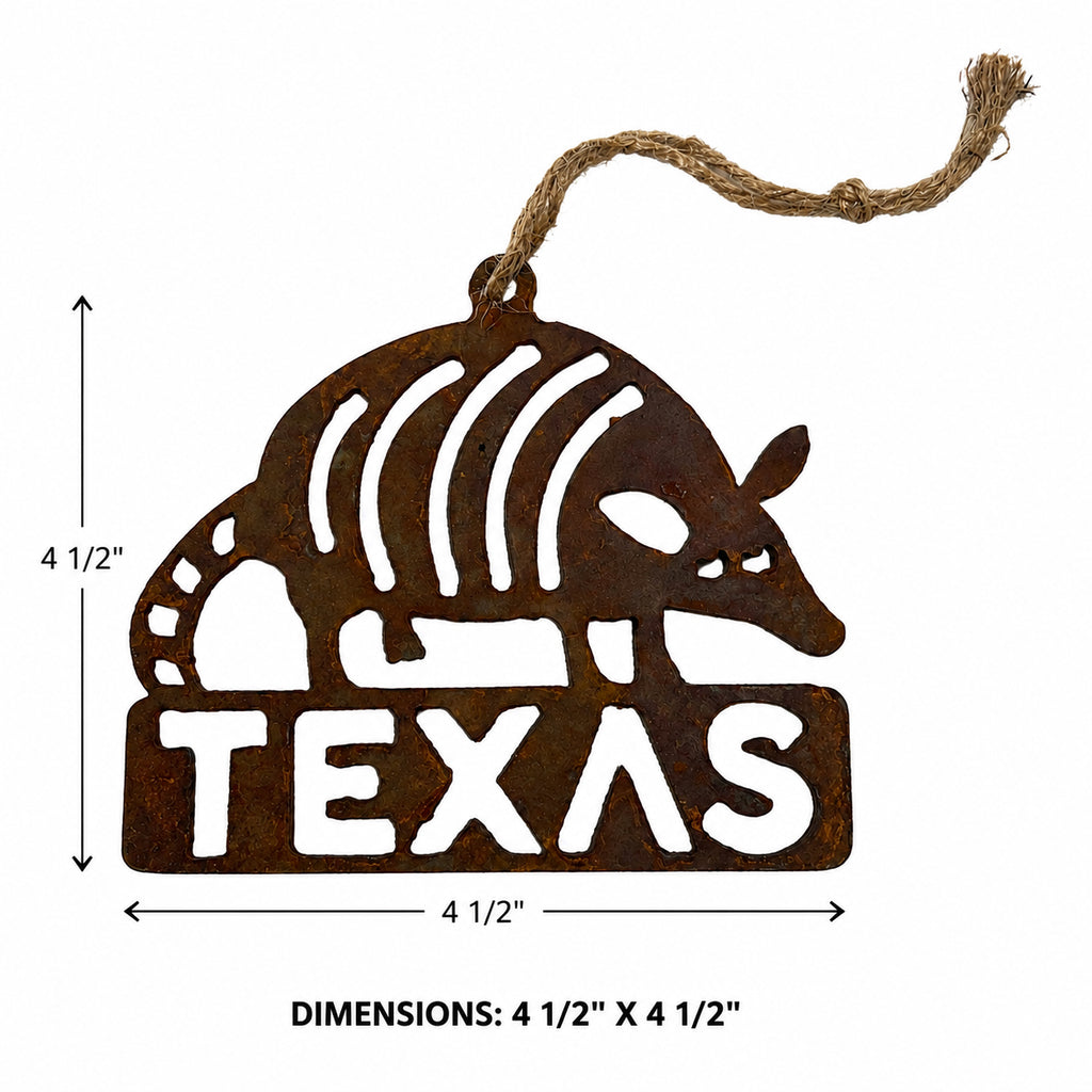 Dillo Texas Armadillo Ornament | Rustic Metal Texas Christmas Decor