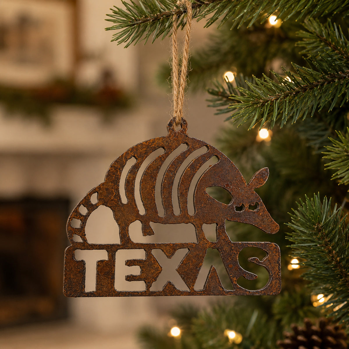 Dillo Texas Armadillo Ornament | Rustic Metal Texas Christmas Decor
