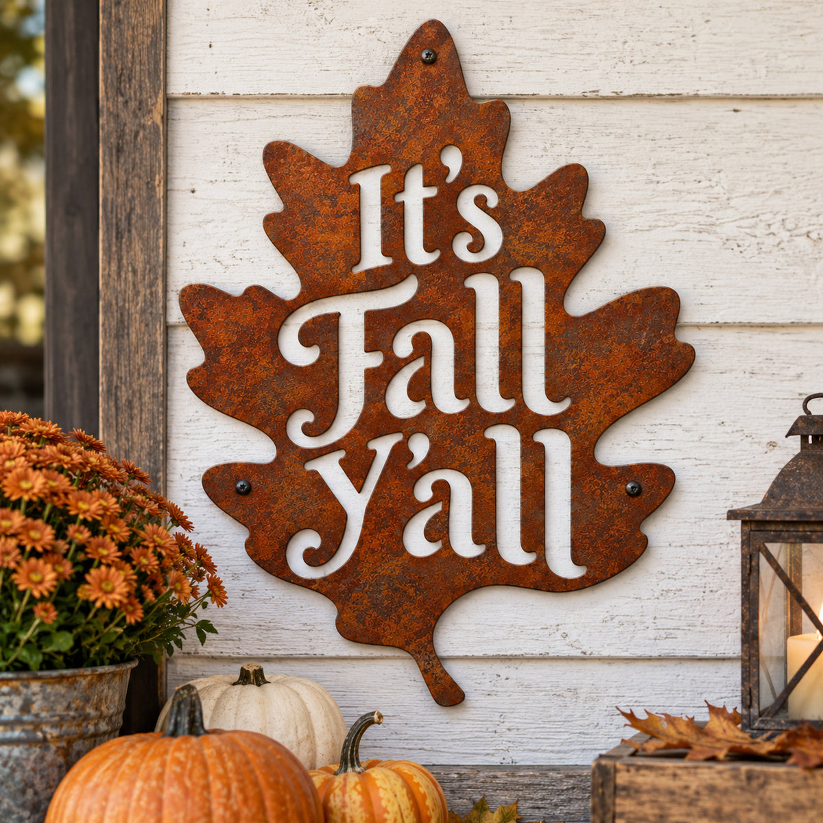 Rustic Metal Sign "It’s Fall Y'all" — Rustic Charm for the Coziest Season