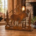 Rustic Moose Mountain Metal Standee – Cabin Wildlife Tabletop Decor