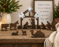 Rustic Metal Christmas Traditional Nativity Set with Silver Angels & Star