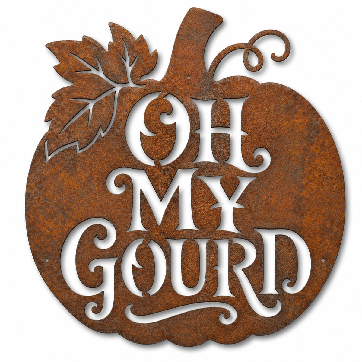 Rustic Metal Sign "Oh My Gourd" Pumpkin Fall Halloween Decor