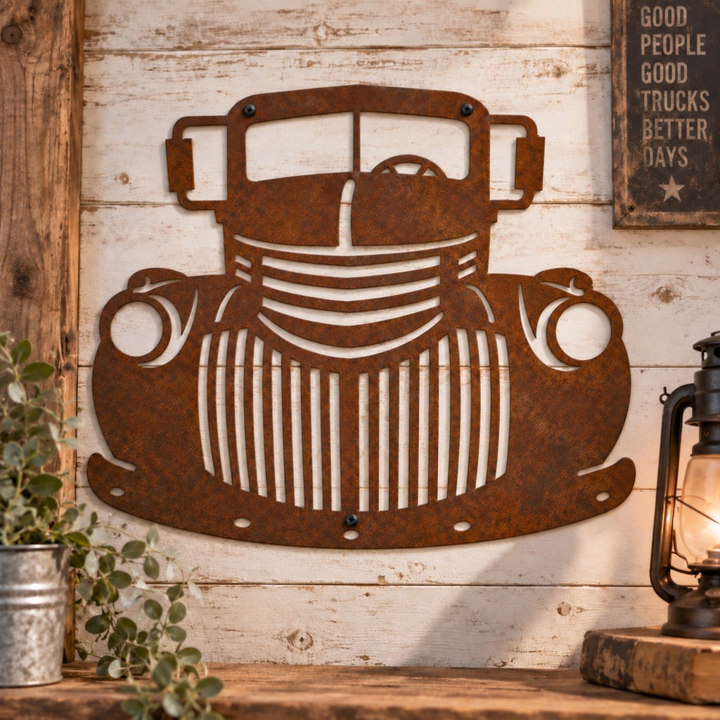 Rustic Metal Old Truck Sign