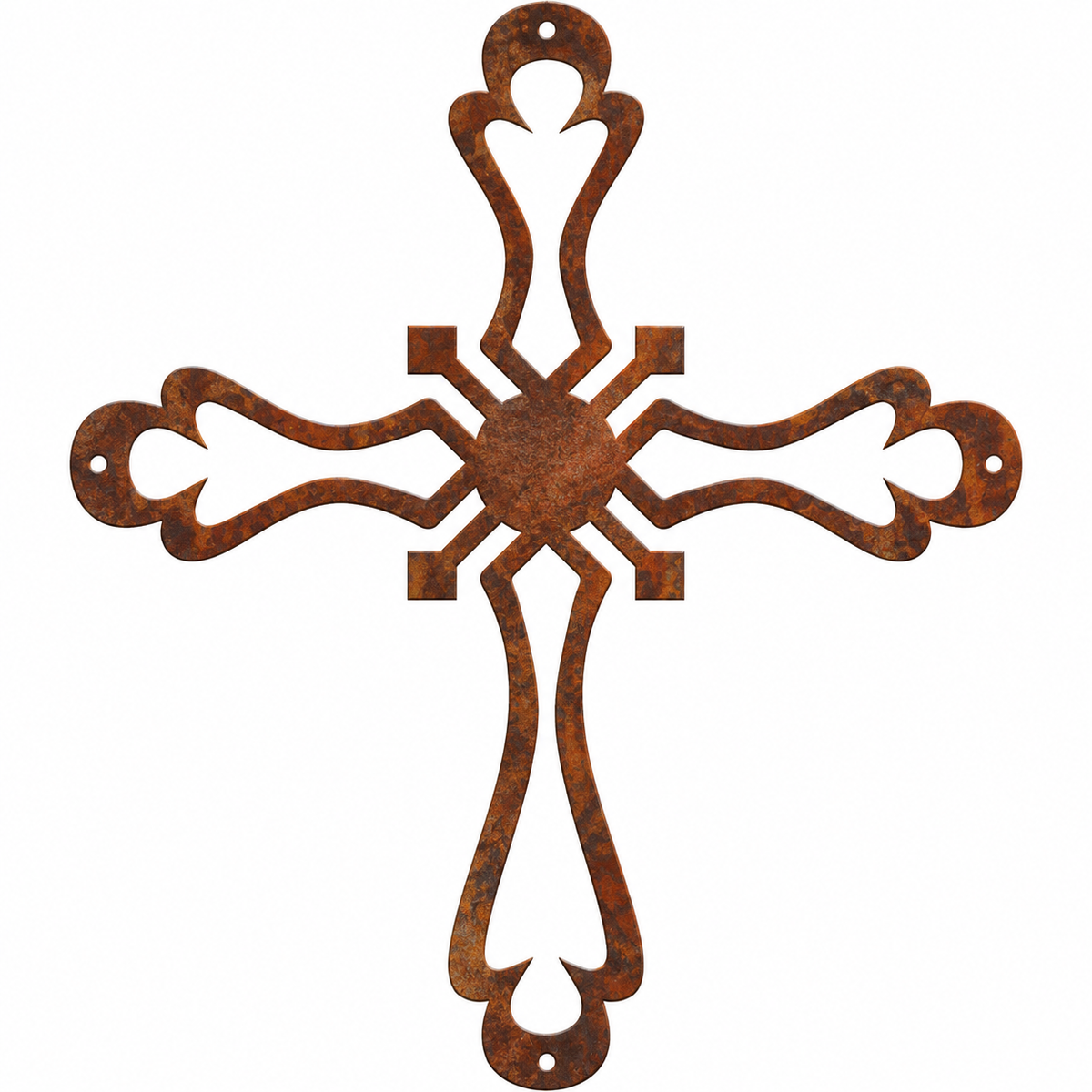 Rustic Metal Small Ornamental Wall Cross Five