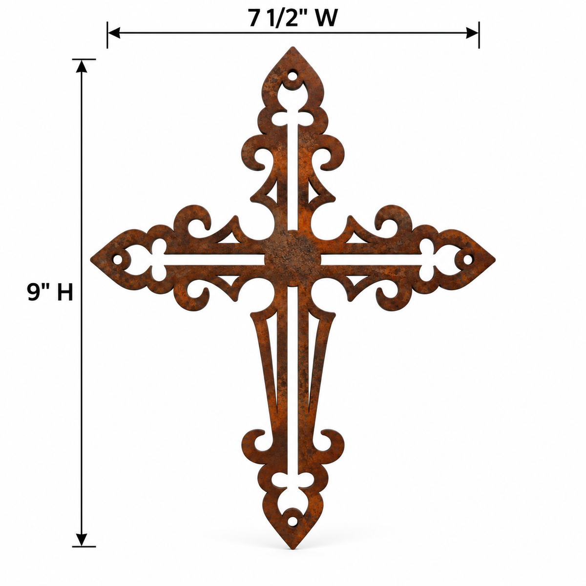 Rustic Metal Small Ornamental Wall Cross Six