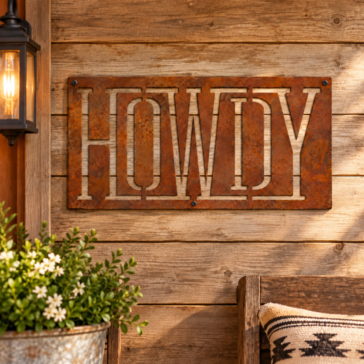 Rustic Metal "Howdy" Sign