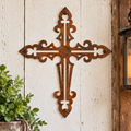 Rustic Metal Small Ornamental Wall Cross Six