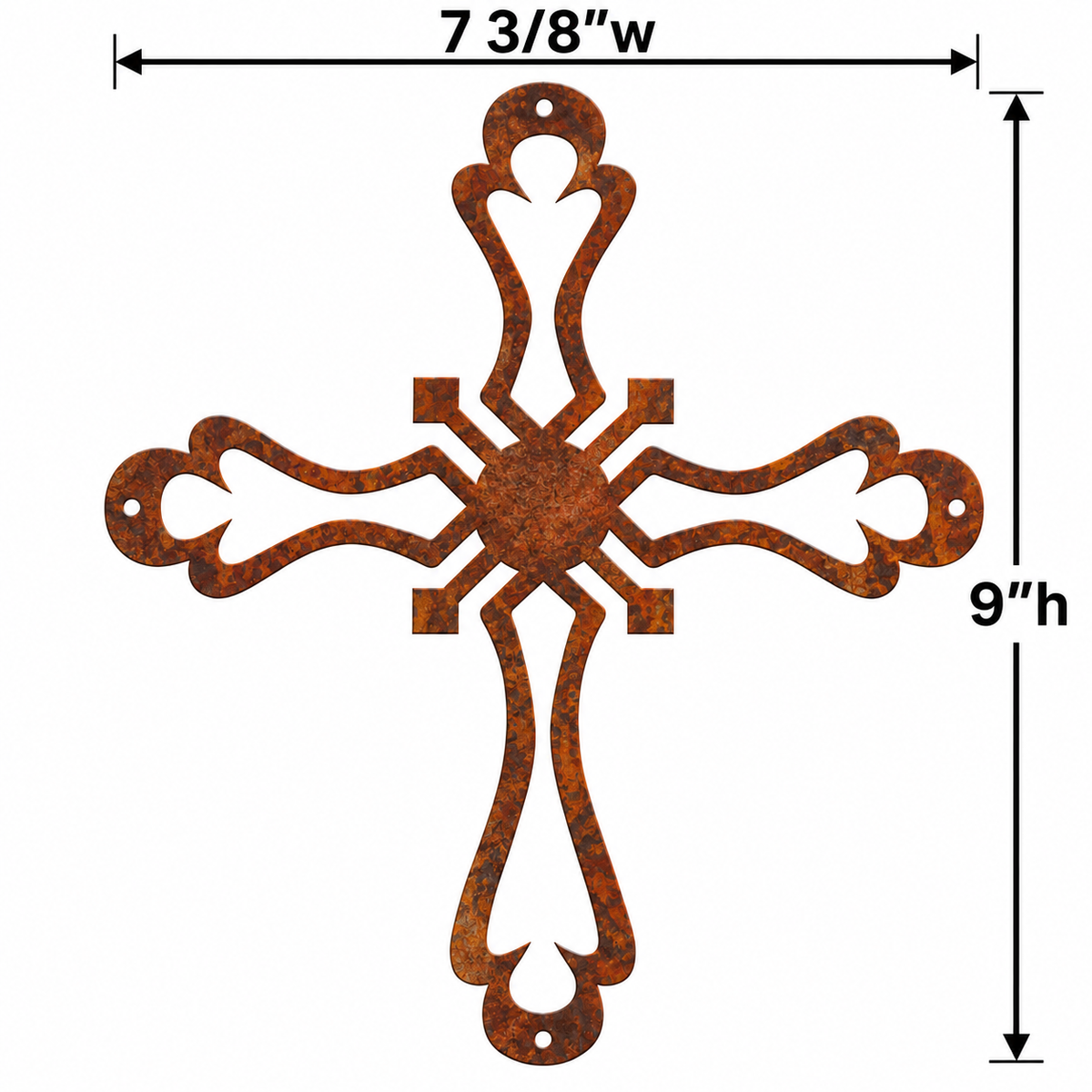 Rustic Metal Small Ornamental Wall Cross Five
