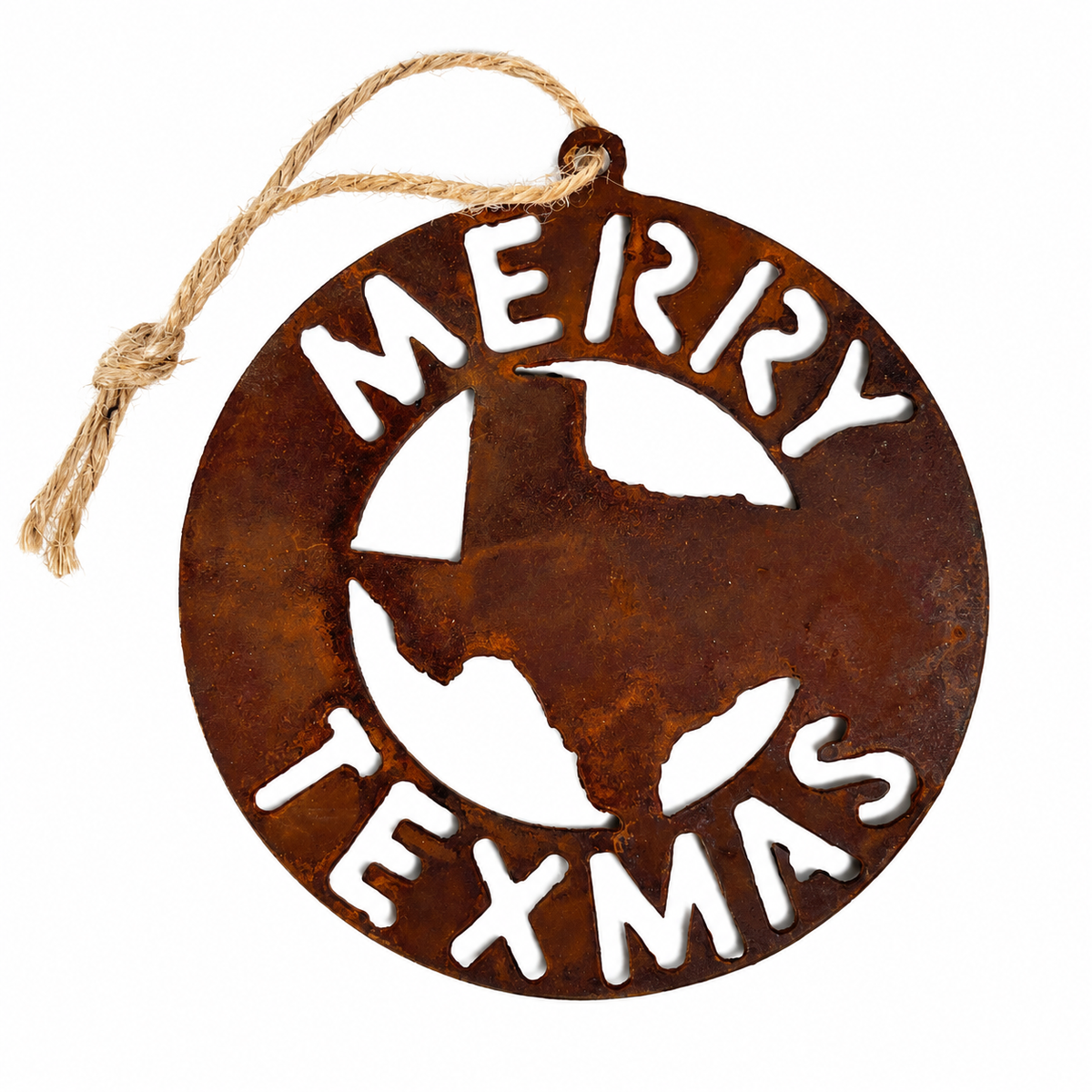 Rustic Metal Merry Texmas Ornament Christmas Tree Decoration