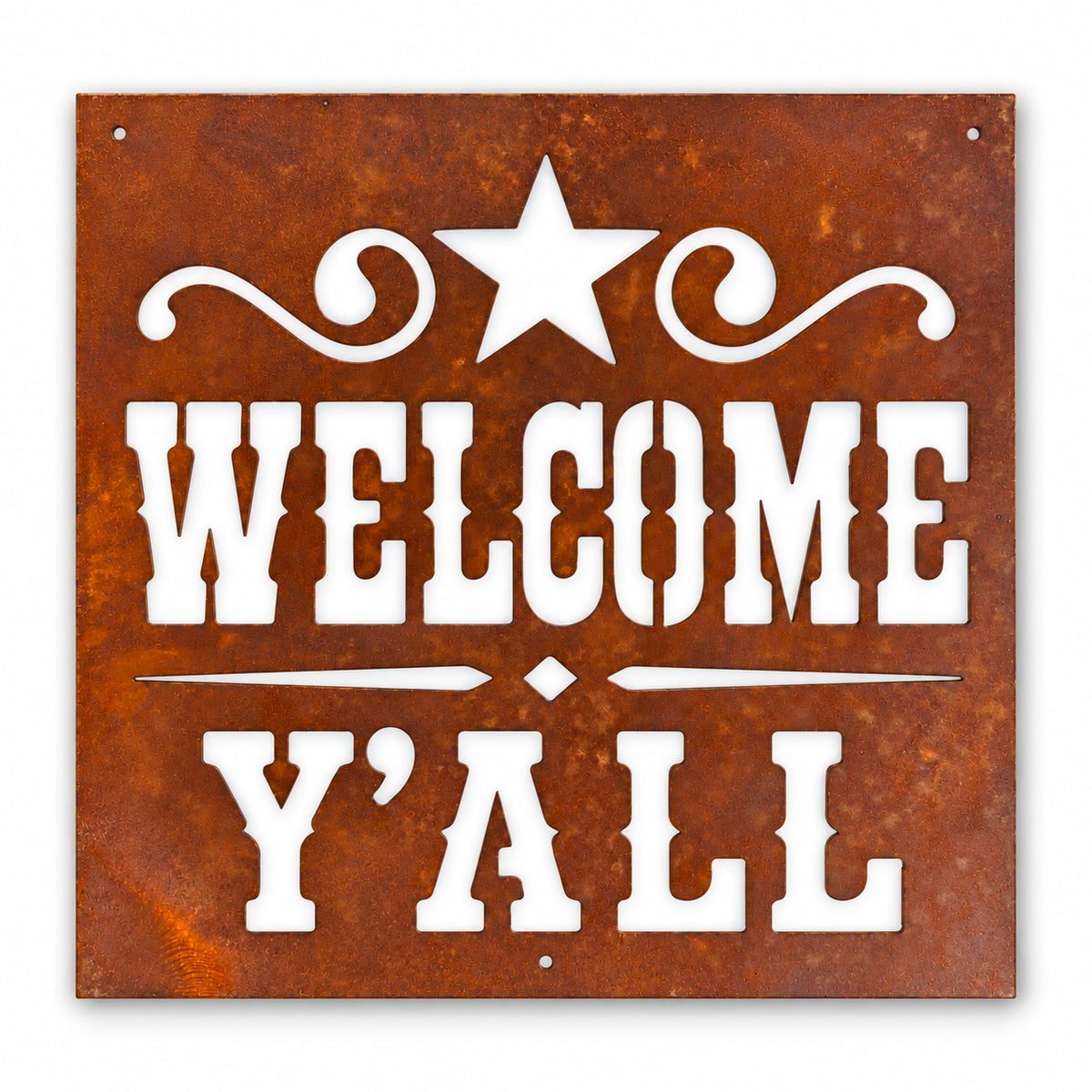 Rustic Metal "Welcome Y'all" Sign – Western Porch & Farmhouse Decor