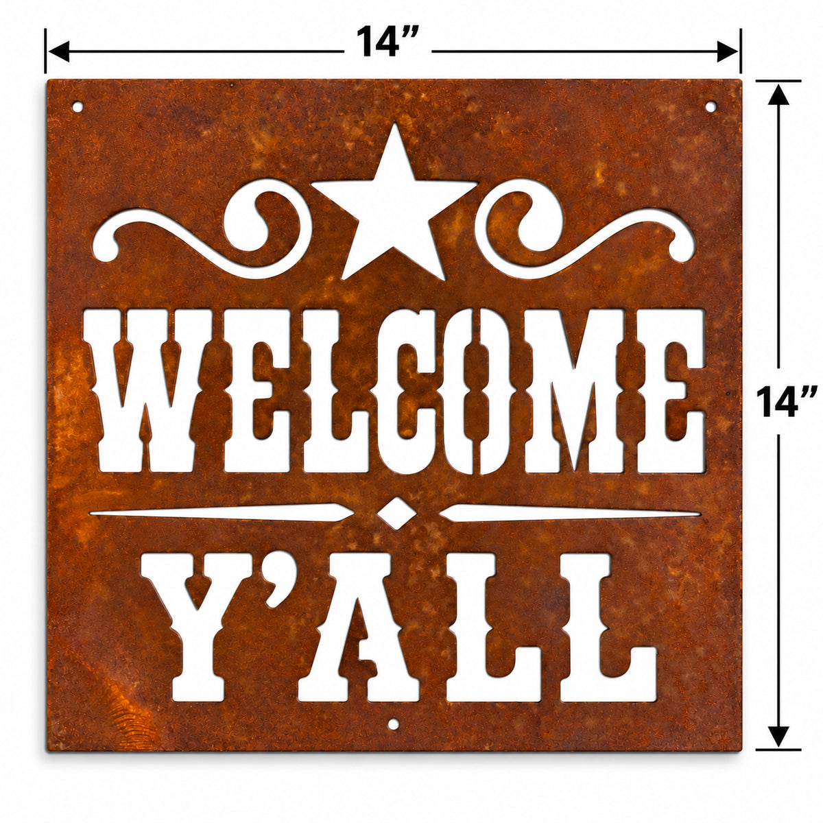 Rustic Metal "Welcome Y'all" Sign – Western Porch & Farmhouse Decor