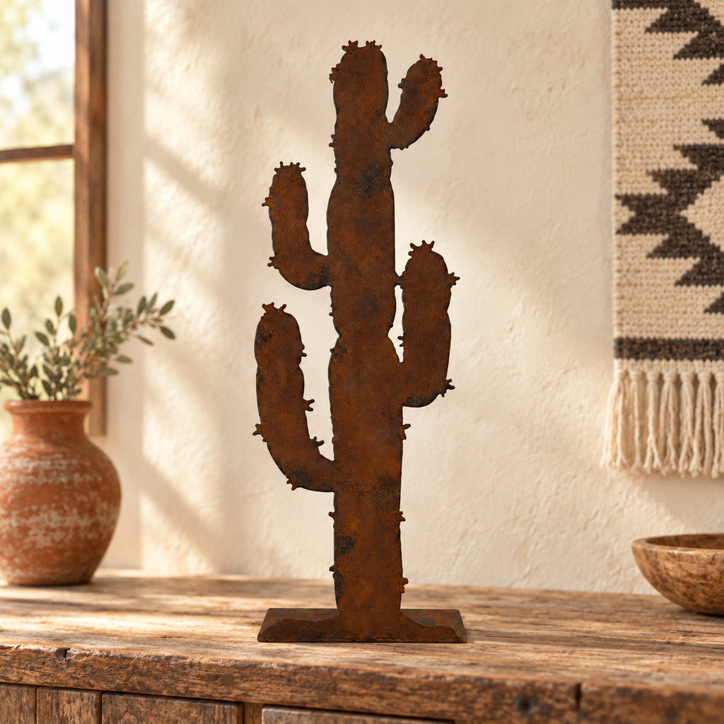 Rustic Metal Saguaro Cactus – Western and Southwest Nativity Add-On Standee