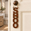 Rustic Metal Door Hanger "Shoo" with 6" Jute String