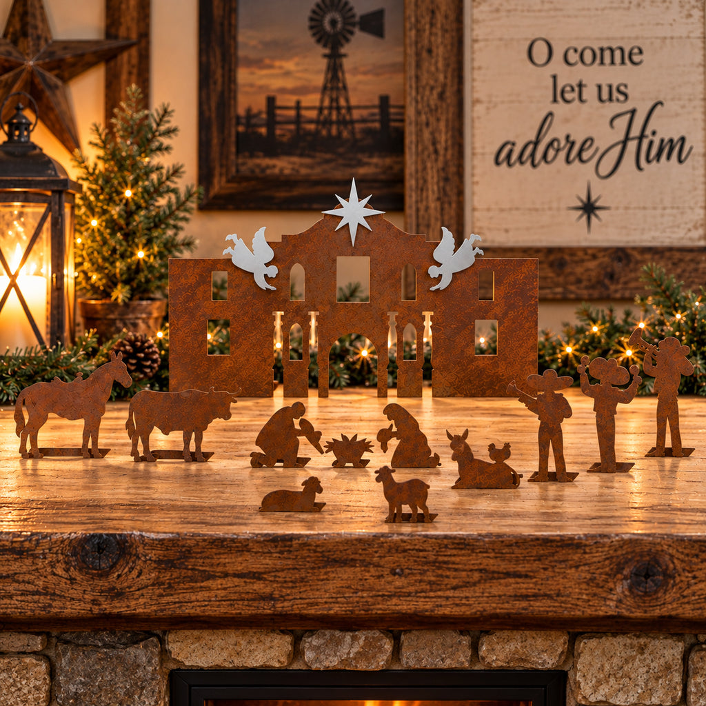Rustic Metal Southwestern Christmas Nativity Set
