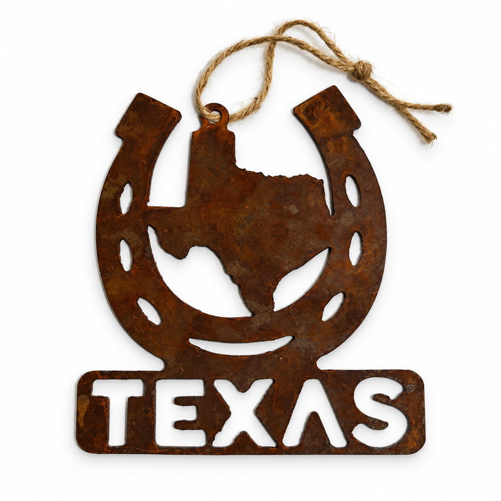 Rustic Metal Texas Horseshoe Ornament | Rustic Metal Texas Christmas Decor
