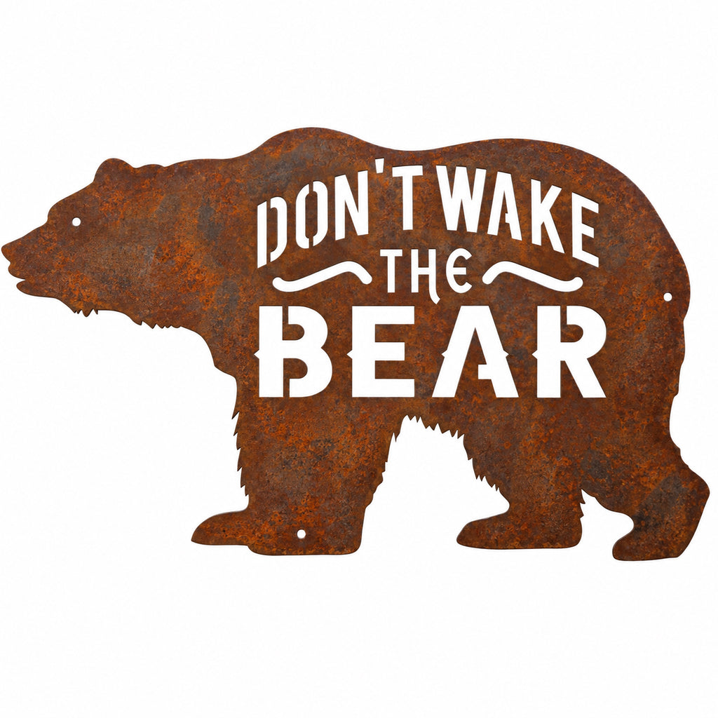 Rustic Metal Grizzly Bear "Don’t Wake the Bear" Sign