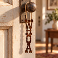 Rustic Metal "Whoa" Door Hanger with 6" Jute String