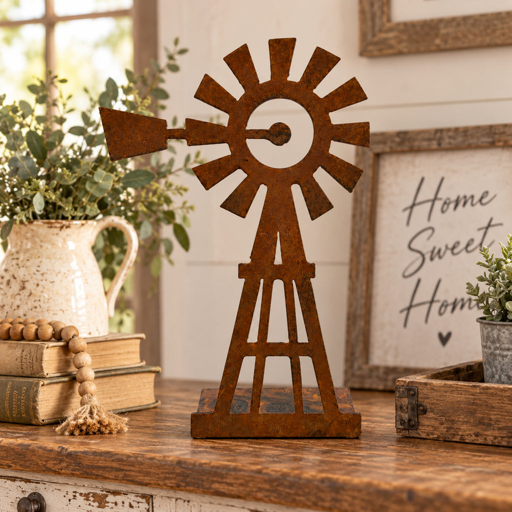 Rustic Metal Windmill – Western and Southwest Nativity Add-On Standee