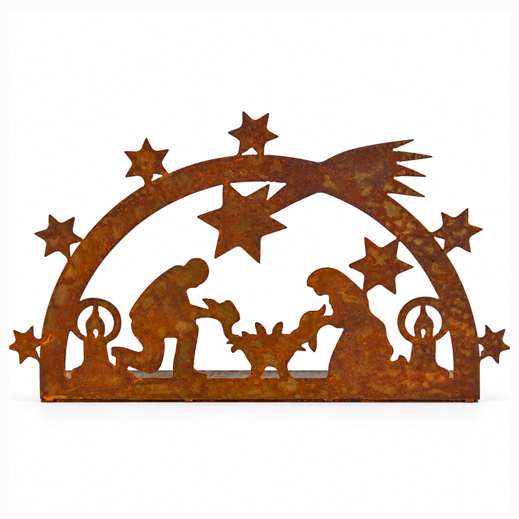 Rustic Metal Western Nativity Manger Standee Christmas Decor