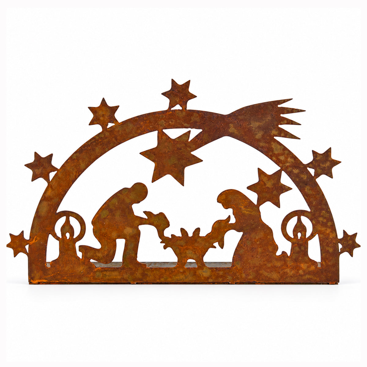 Rustic Metal Western Nativity Manger Standee Christmas Decor