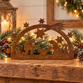 Rustic Metal Western Nativity Manger Standee Christmas Decor