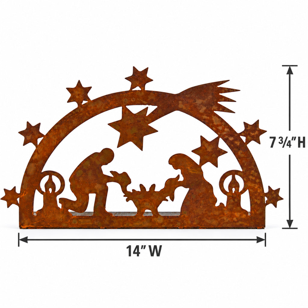Rustic Metal Western Nativity Manger Standee Christmas Decor